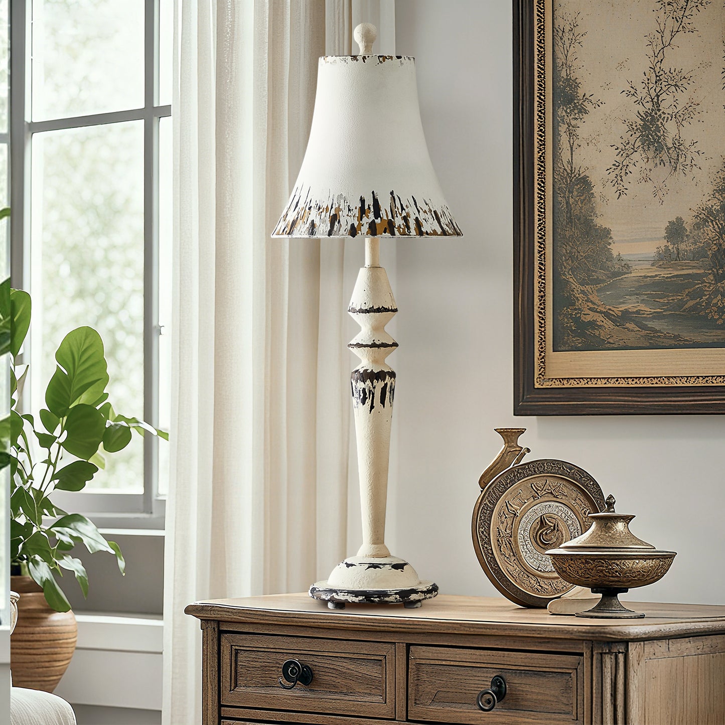 NATYSWAN Modern 32-inch Table Lamp, Includes 9W LED Bulb, Rotary Switch for Bedroom, Office, Living Room