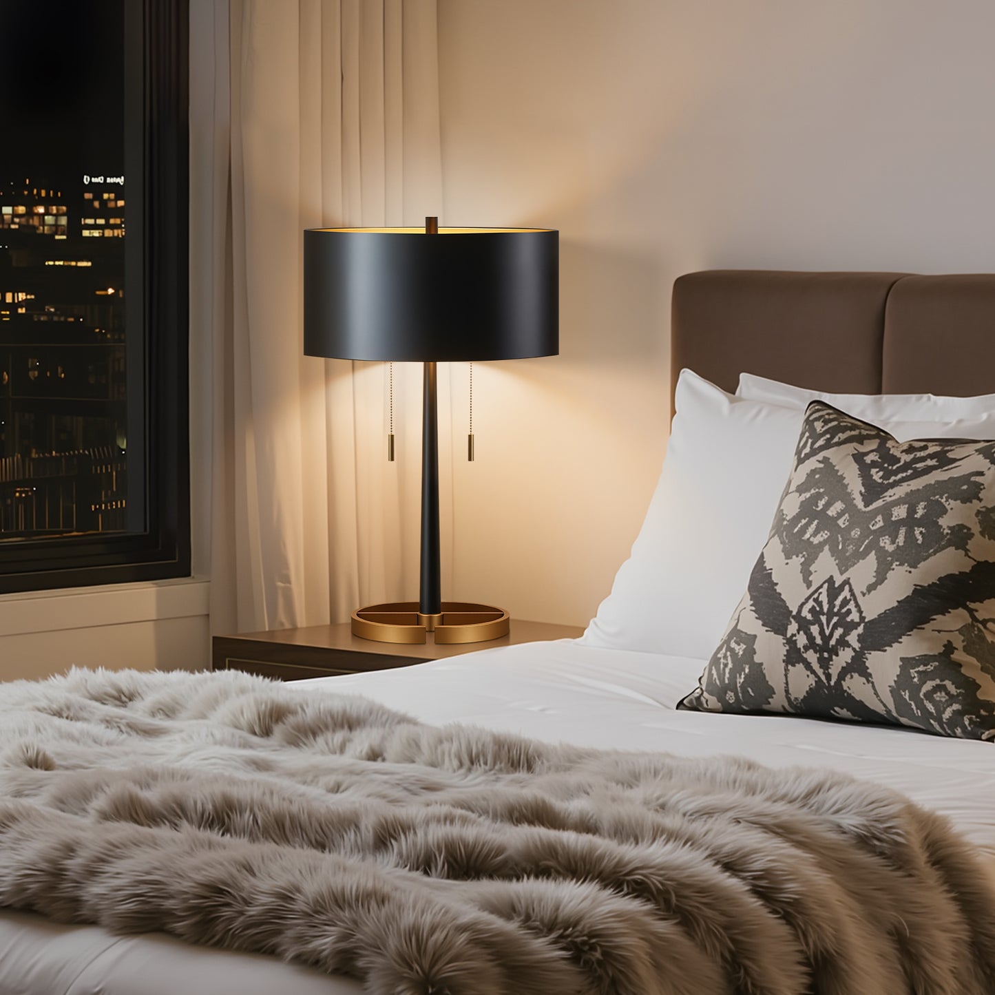 NATYSWAN 24-inch Industrial Table Lamp with Pull-Chain Switch, Metal Construction for Desk, Bedroom, Living Room（Not Included Bulb）