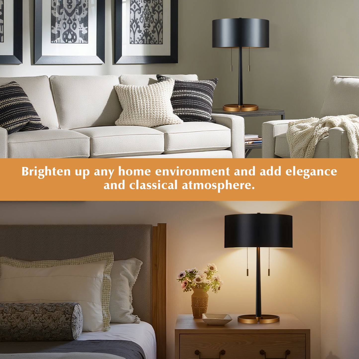 NATYSWAN 24-inch Industrial Table Lamp with Pull-Chain Switch, Metal Construction for Desk, Bedroom, Living Room（Not Included Bulb）