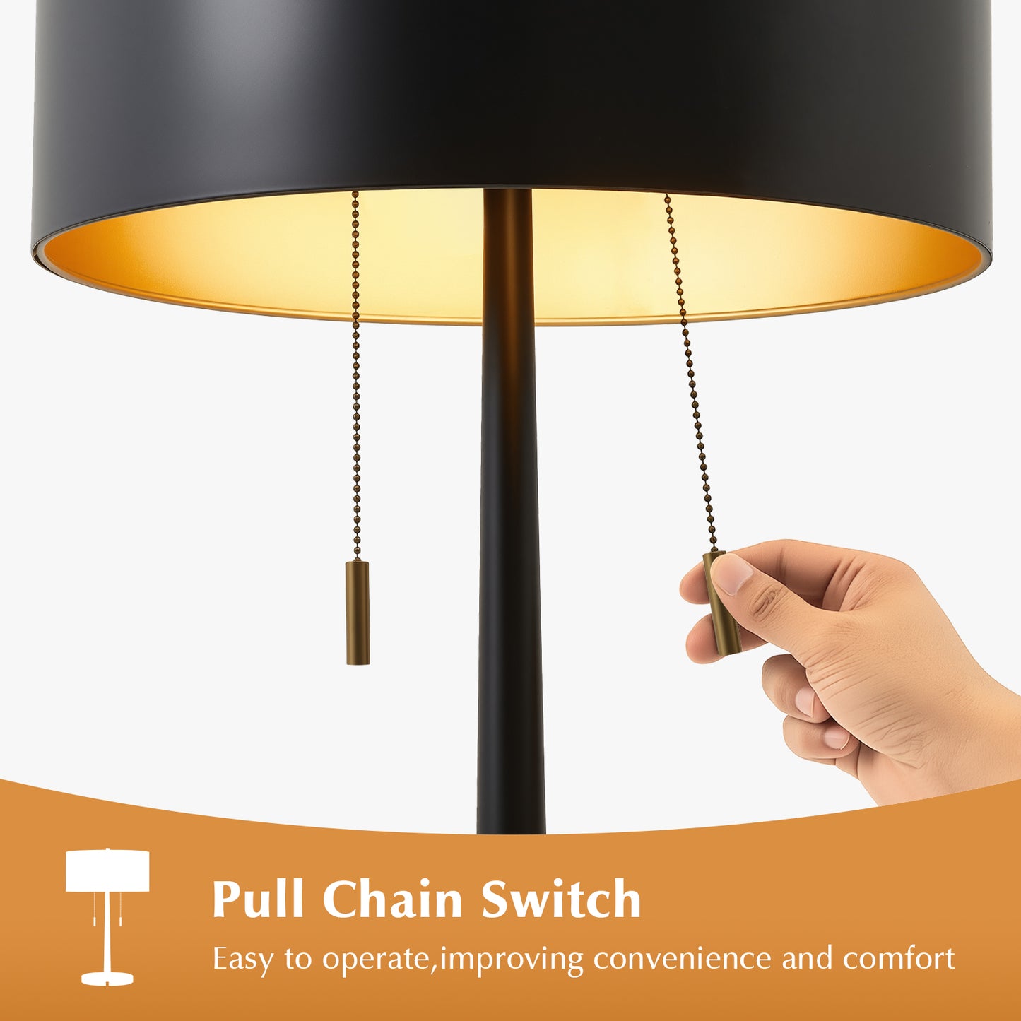 NATYSWAN 24-inch Industrial Table Lamp with Pull-Chain Switch, Metal Construction for Desk, Bedroom, Living Room（Not Included Bulb）