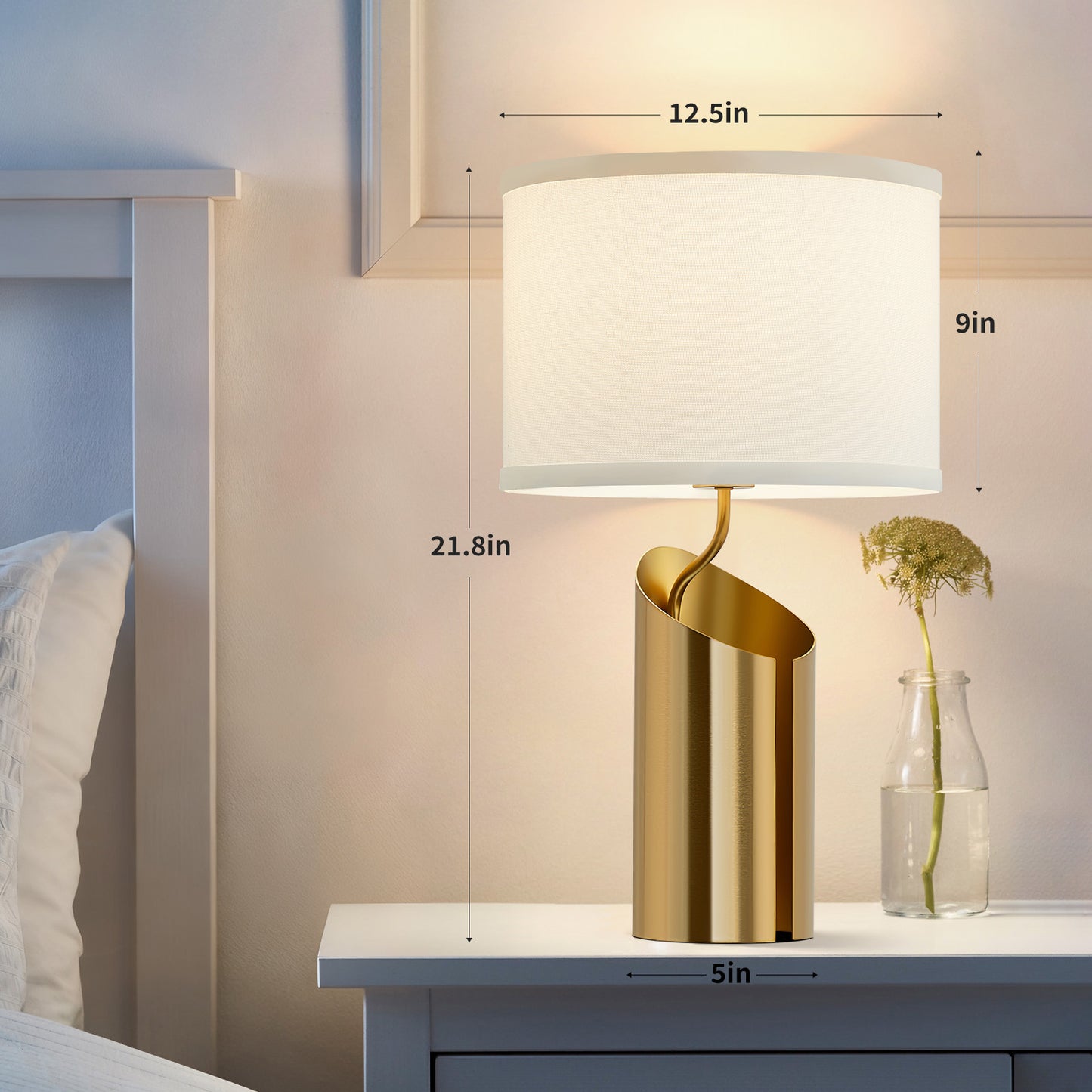 NATYSWAN 21.8-inch Compact Table Lamp with On/Off Switch, Industrial Metal Design for Desk, Office, or Bedroom（Not Included Bulb）