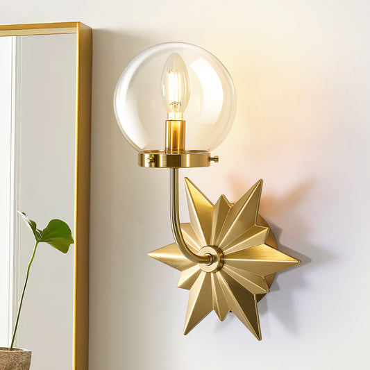 NATYSWAN Industrial Vintage Glass Wall Sconce Light, E12 Base Max 60W, with Dual USB-A & USB-C Charging Ports, for Indoor Bedroom, Living Room, Hallway (Bulb Not Included)