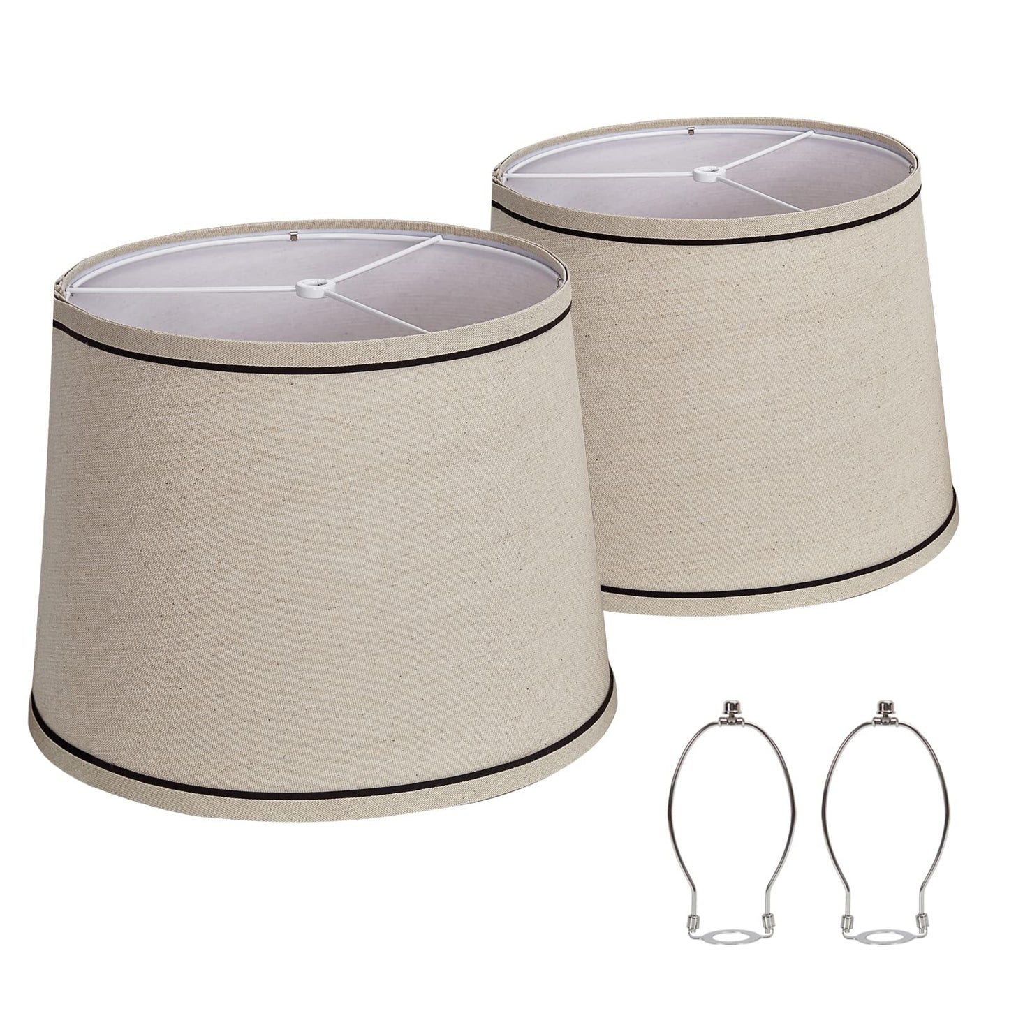 NATYSWAN Drum Lampshades Set of 2, Fabric Lampshades for Table Lamps Floor Lamps, 13" Top x 11" Bottom x 10" High, Lamp Shade Harp Holder Included