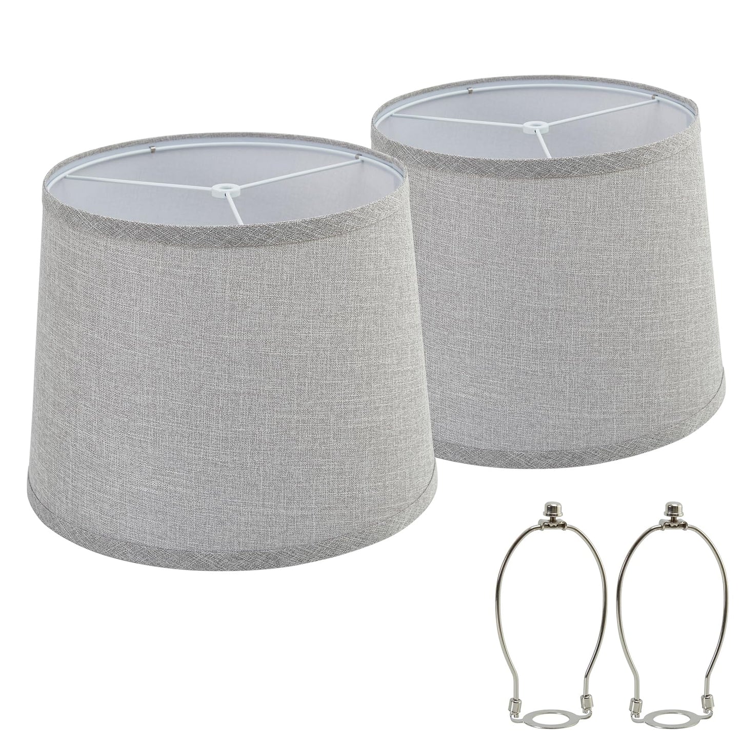 NATYSWAN Drum Lampshades Set of 2, Fabric Lampshades for Table Lamps Floor Lamps, 13" Top x 11" Bottom x 10" High, Lamp Shade Harp Holder Included