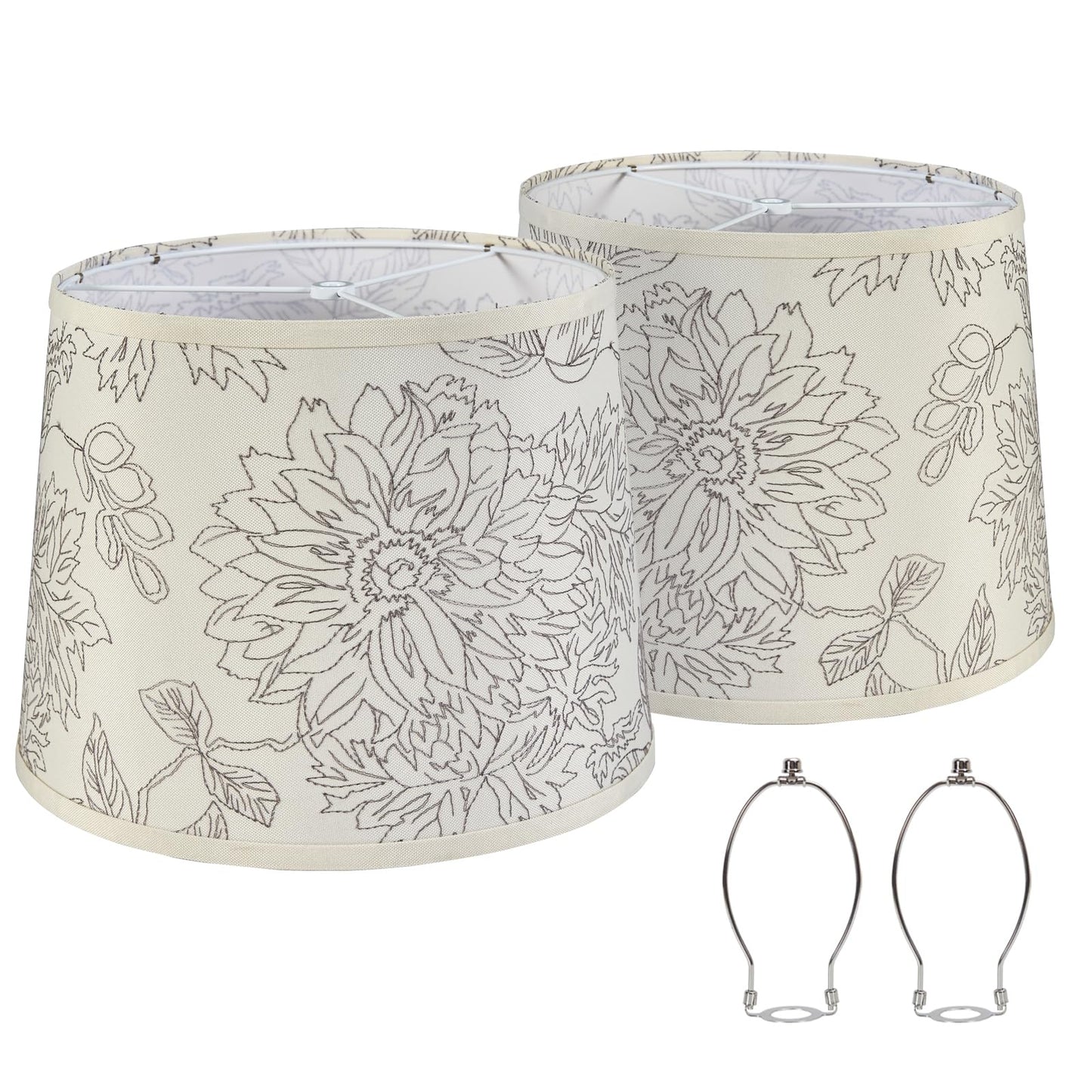 NATYSWAN Drum Lampshades Set of 2, Fabric Lampshades for Table Lamps Floor Lamps, 13" Top x 11" Bottom x 10" High, Lamp Shade Harp Holder Included