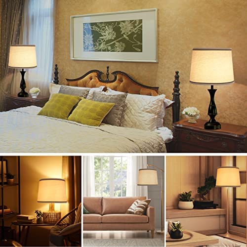 NATYSWAN Drum Lampshades Set of 2, Fabric Lampshades for Table Lamps Floor Lamps, 13" Top x 11" Bottom x 10" High, Lamp Shade Harp Holder Included