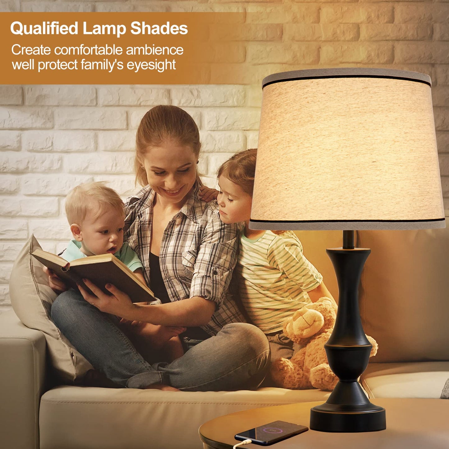 NATYSWAN Drum Lampshades Set of 2, Fabric Lampshades for Table Lamps Floor Lamps, 13" Top x 11" Bottom x 10" High, Lamp Shade Harp Holder Included