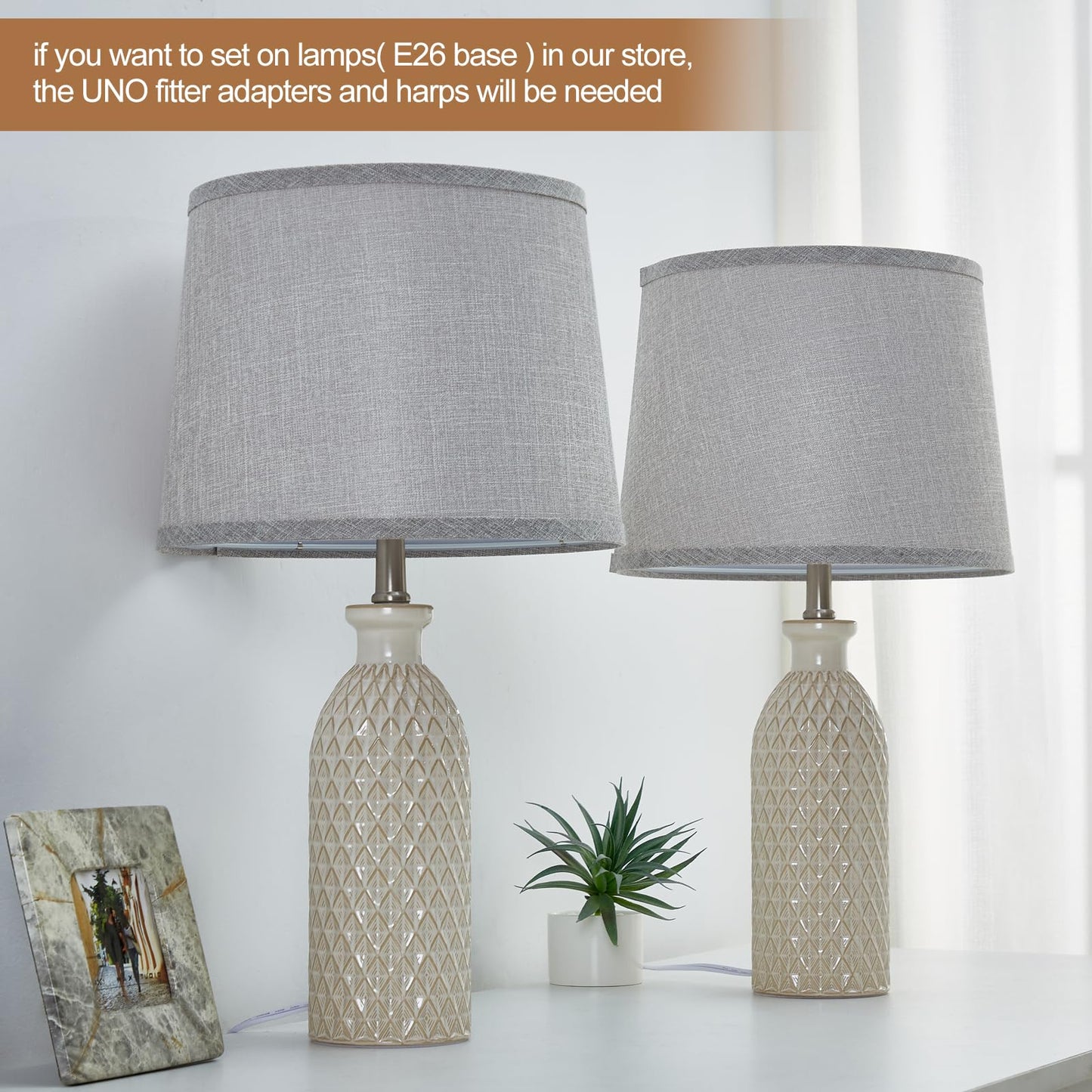 NATYSWAN Drum Lampshades Set of 2, Fabric Lampshades for Table Lamps Floor Lamps, 13" Top x 11" Bottom x 10" High, Lamp Shade Harp Holder Included